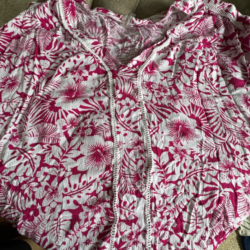 Pink and White Floral Hoodie